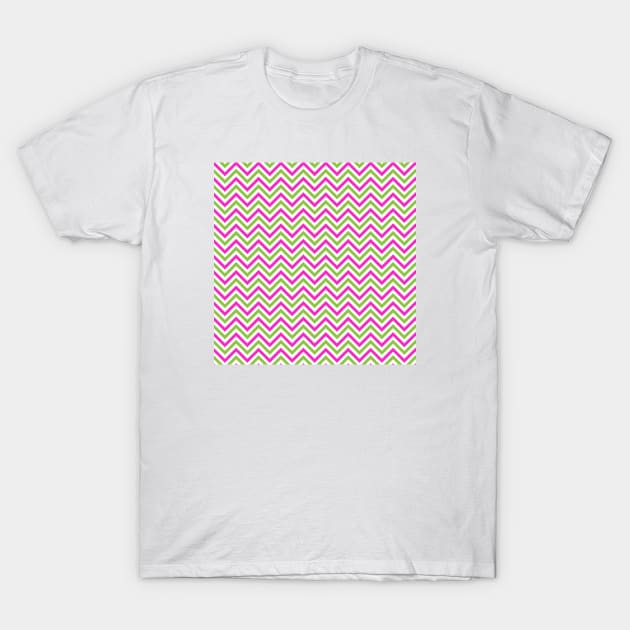 Pink & Green Stripes T-Shirt by StripePatterns